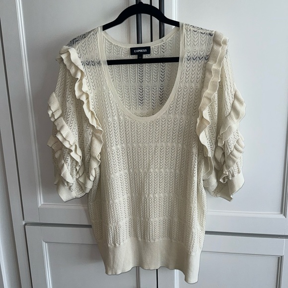 Express Ruffle Sleeve Sweater - Picture 1 of 4